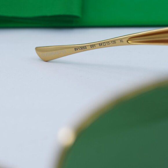 Bottega Veneta BV1305S 001 Aviator Sunglasses - Gold\\Green main image 5